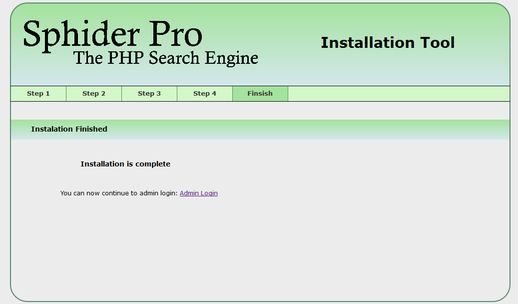 Sphider Pro instalation image 5